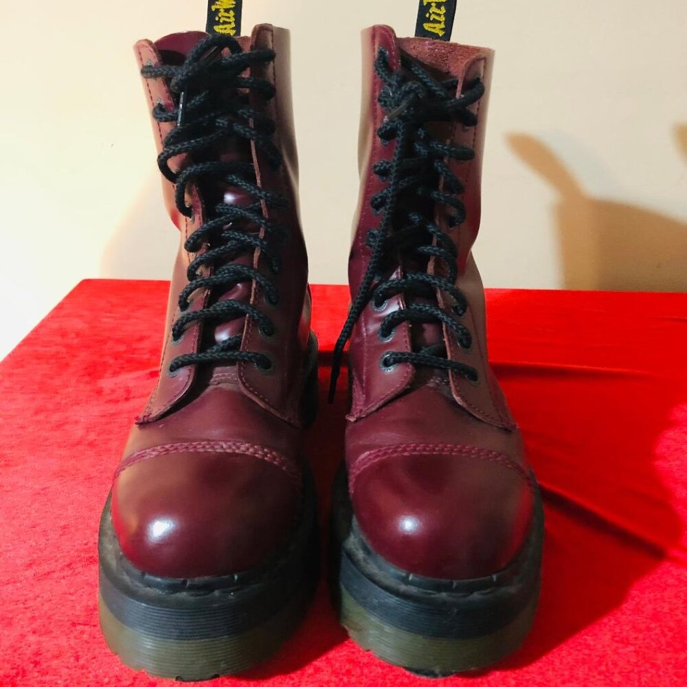 Dr. Martens Oxblood Crazy Bomb 10-Eyelet Boot Rare Vintage EUC Sz 8W, 7M - Picture 4 of 11